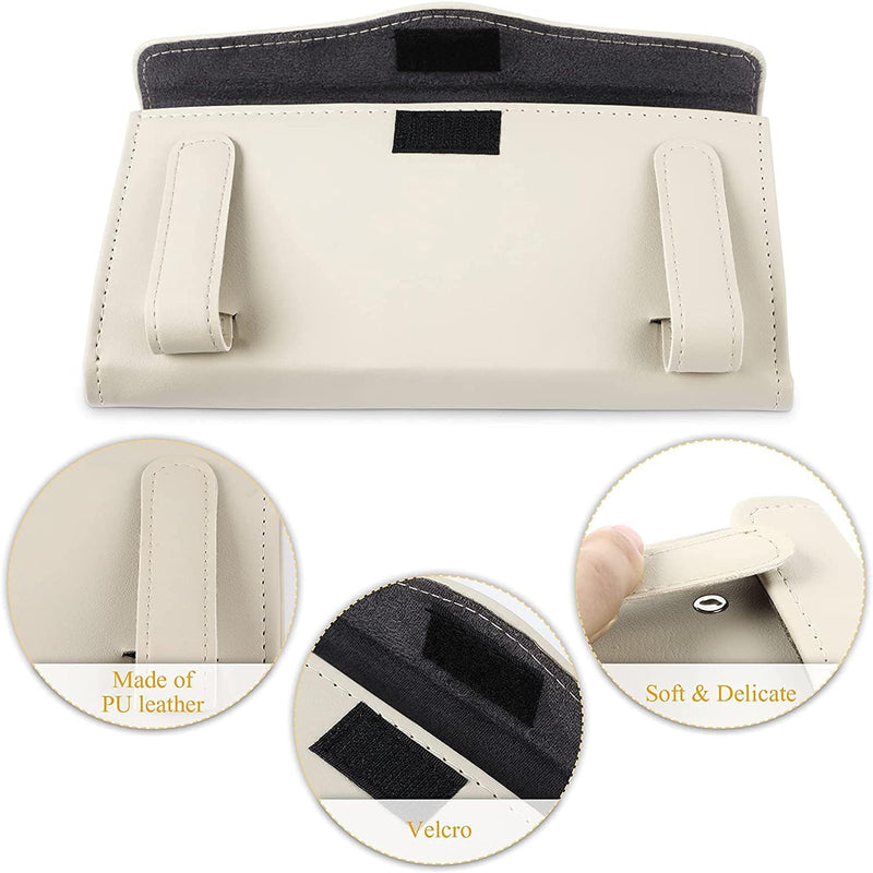 ZeeSquare Car Tissue Holder Organizer (Beige) – Compact PU Leather Tissue Box Holder for Car Sun Visor, Seatback or Dashboard – Car Accessories Interior Tissue Box Case