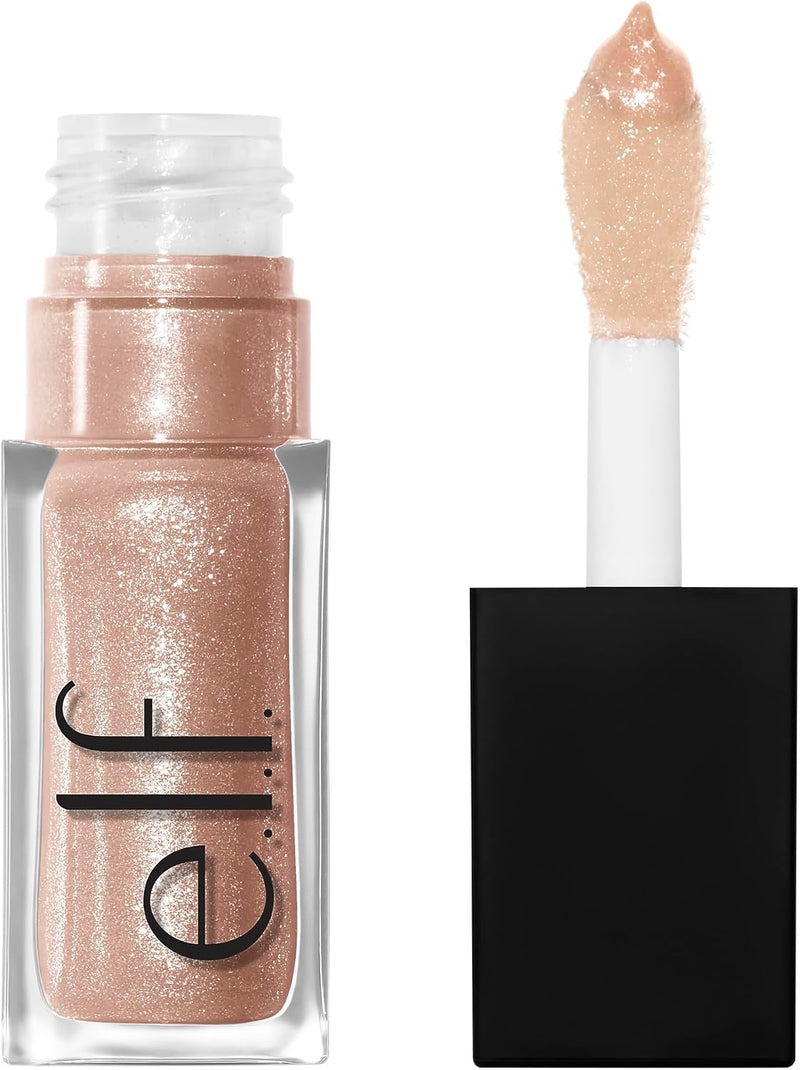 e.l.f. Glow Reviver Lip Oil, Nourishing and Hydrating with High-Shine Glimmer Finish & Sheer Wash Of Color, Minty Scent, Non-Sticky, Vegan & Cruelty-free, Candy Coded - Crystal Baller 7.39 ml (Pack of 1)