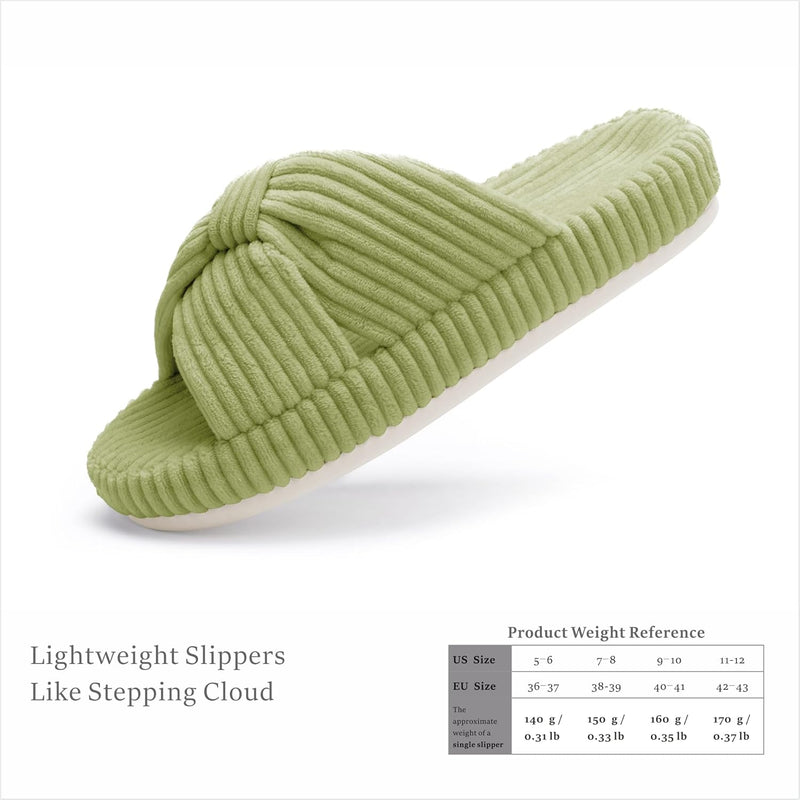 Chantomoo Slippers for Women Memory Foam House Bedroom Corduroy Bow Crossbands Slide Slipper Shoes Comfy Trendy Gift Slippers