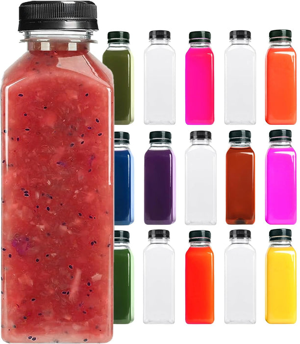 HYFY [24 PCS] 500ml Plastic Juice Bottles 16oz Clear Plastic Bottles With Caps Milk Bottle Water Bottles For Kids Empty Bottle Zamzam Water Gym Water Bottle Reusable Plastic Juice Bottle Leak Proof
