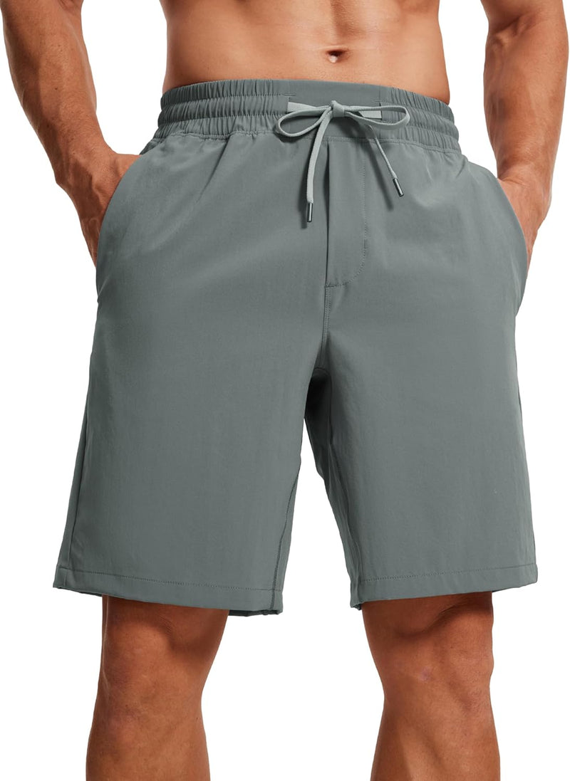 CRZ YOGA Men's Linerless Workout Shorts -9'' Quick Dry for Running Sports Athletic Gym with Pockets