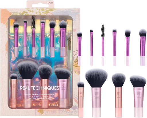 Real Technique Travel Fanstasy Mini Brush Kit, Makeup Brushes, Mini Sized Brushes, Perfect For Travel or On The Go, 10 Piece Set, Purple - Single