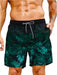 GORGLITTER Men's Drawstring Elastic Waist Tropical Print Swim Trunks Slant Pocket Summer Shorts