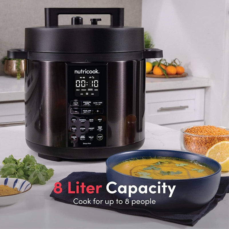 Nutricook Smart Pot 2 Rice Cooker, Steamer, Sauté Pot, Yogurt Maker & More,9 In 1 Electric Pressure Cooker, Slow Cooker,6 Liters, 12 Smart Programs With New Smart Lid