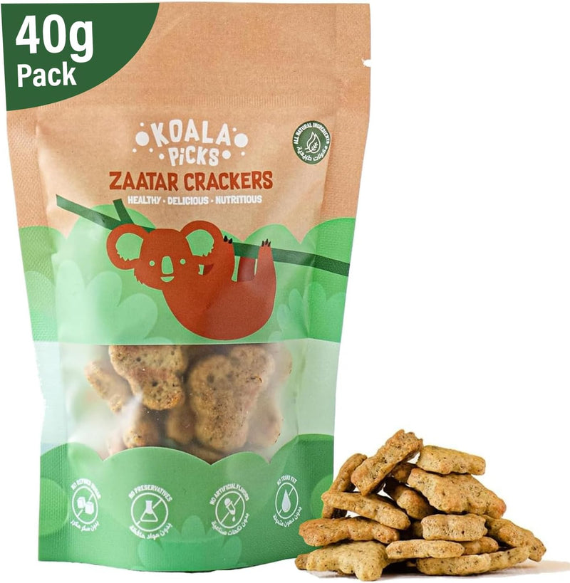 Koala Picks 120g Zaatar Crackers - Healthy Middle Eastern Savory Snack - 40g