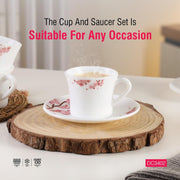 Delcasa DC3402 Opalware Cup and Saucer Set 12-Pieces
