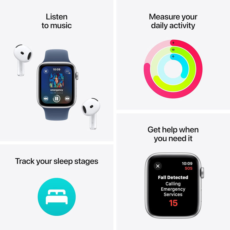 Apple Watch SE (2nd Gen) GPS 40mm Smartwatch with Starlight Aluminium Case with Starlight Sport Band - S/M. Fitness and Sleep Trackers, Crash Detection, Heart Rate Monitor, Retina Display