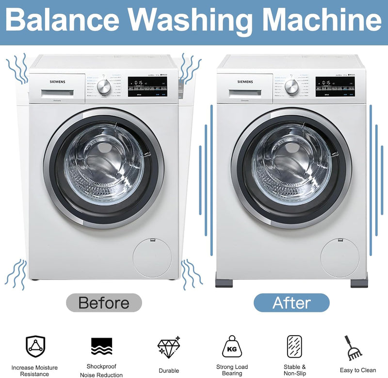 SEISSO Anti Vibration Pads, Washing Machine Foot Pad Stabilizer, Double Heighten Non Slip Shock and Noise Cancelling Support Mat, Stops Washer Dryer Moving Shaking Walking Skidding Protects Floor