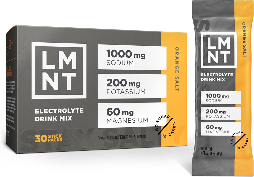 Drink LMNT Zero-Sugar Electrolytes - Orange Salt - Hydration Powder Packets No Dodgy Ingredients Keto & Paleo Friendly 30 Sticks