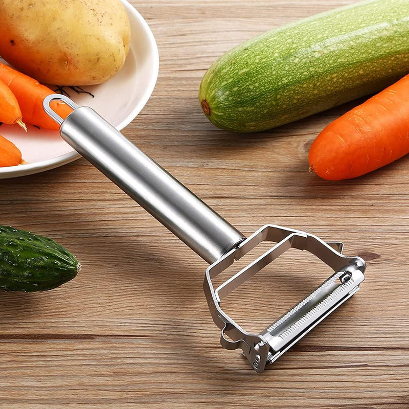 DELFINO Peeler Stainless Steel Cutter Slicer for Carrot Potato Melon Gadget Vegetable Fruit Steel Peeler Double Sided Blade Multi-functional Vegetable Cutter and Fruit Slicer Dual Blade for Kitchen