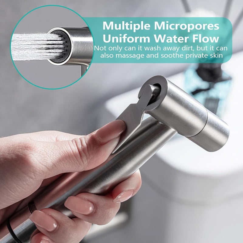 BARROCK All Metal Stainless Steel Hand Held Bidet Sprayer for Toilet, High Pressure Sprayer Head Brushed Gold