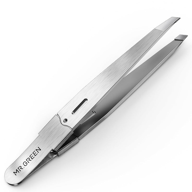 MR.Green Professional Precision Tweezers for Facial Hair and Eyebrows - Stainless Steel Slanted Hair Removal Tool for Women and Men