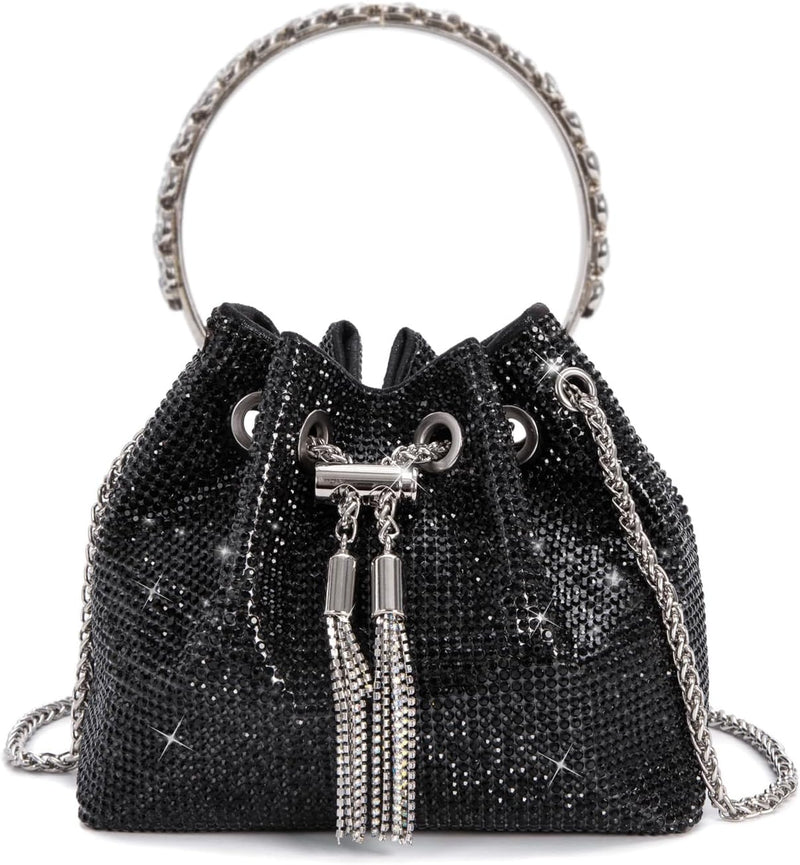 Bling Crystal Rhinestone Purse for Women Sparkly Clutch Handbag Crossbody Bag for Evening Wedding Party Prom - 3-black