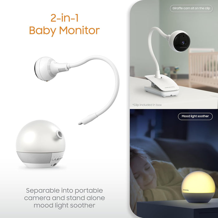 Chillaxbaby - Baby Mood Pro - WiFi Streaming 2-Way Talk 4.3" Baby Monitor and 360 Gooseneck Secured FHD Camera(1080p) with Mood Light Audio Soother-Powered by 5GenCare