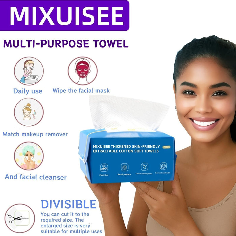 Disposable face towel .cosmetic cotton wool, 100% pure cotton,Extra thick 150%.soft cleaning towel, suitable for sensitive, makeup remover, face wash.face towels.clean towels (Extra thick 140 bars)