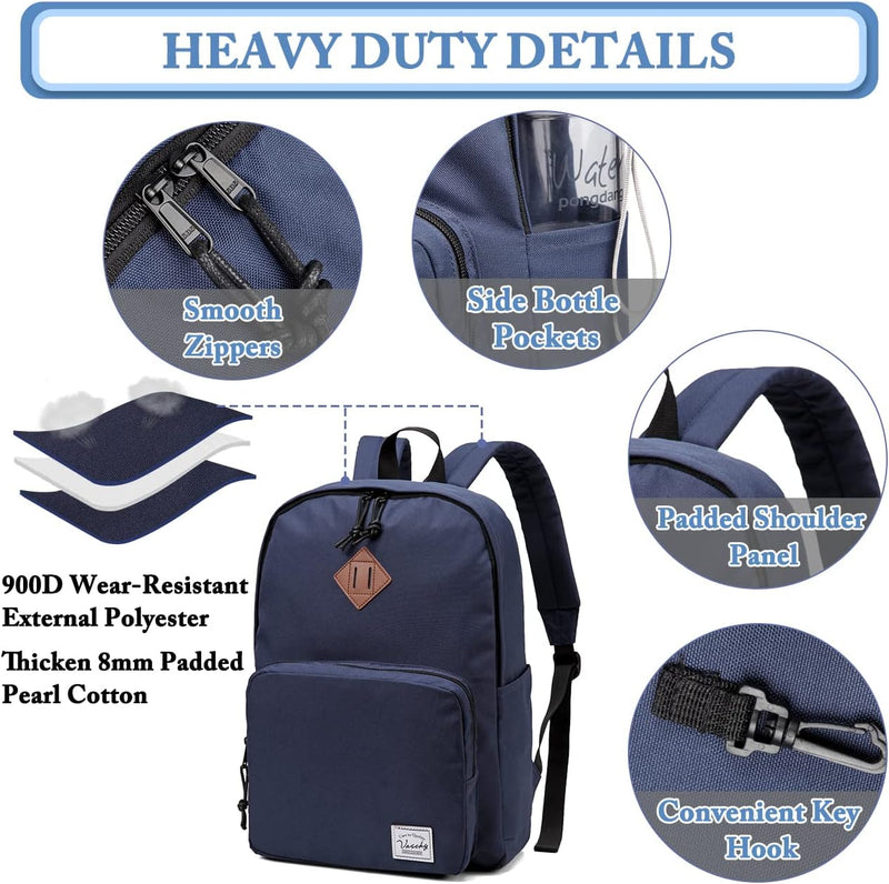 VASCHY Backpack for Women Men, Ultra Lightweight School Bag for Kids Teen Boys Girls, Casual Daypack Work, Travel