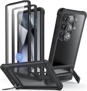 ESR for Samsung S24 Ultra Case, S24 Ultra Cover with Extra Protective Front Frame& 3 Kickstand Modes, Exceeds Full-Coverage Protection, Heavy Duty Shock Armor Kickstand Case, Frosted Black - S24 Ultra Frosted Black-Armor Kickstand