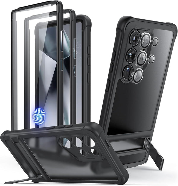 ESR for Samsung S24 Ultra Case, S24 Ultra Cover with Extra Protective Front Frame& 3 Kickstand Modes, Exceeds Full-Coverage Protection, Heavy Duty Shock Armor Kickstand Case, Frosted Black - S24 Ultra Frosted Black-Armor Kickstand