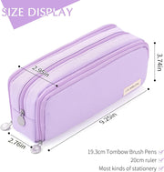 Pencil Case for Girls, Large Capacity Pencil Pouch 3 Compartment Pouch Pen Bag for School Teen Girl Boy Men Women (Purple)