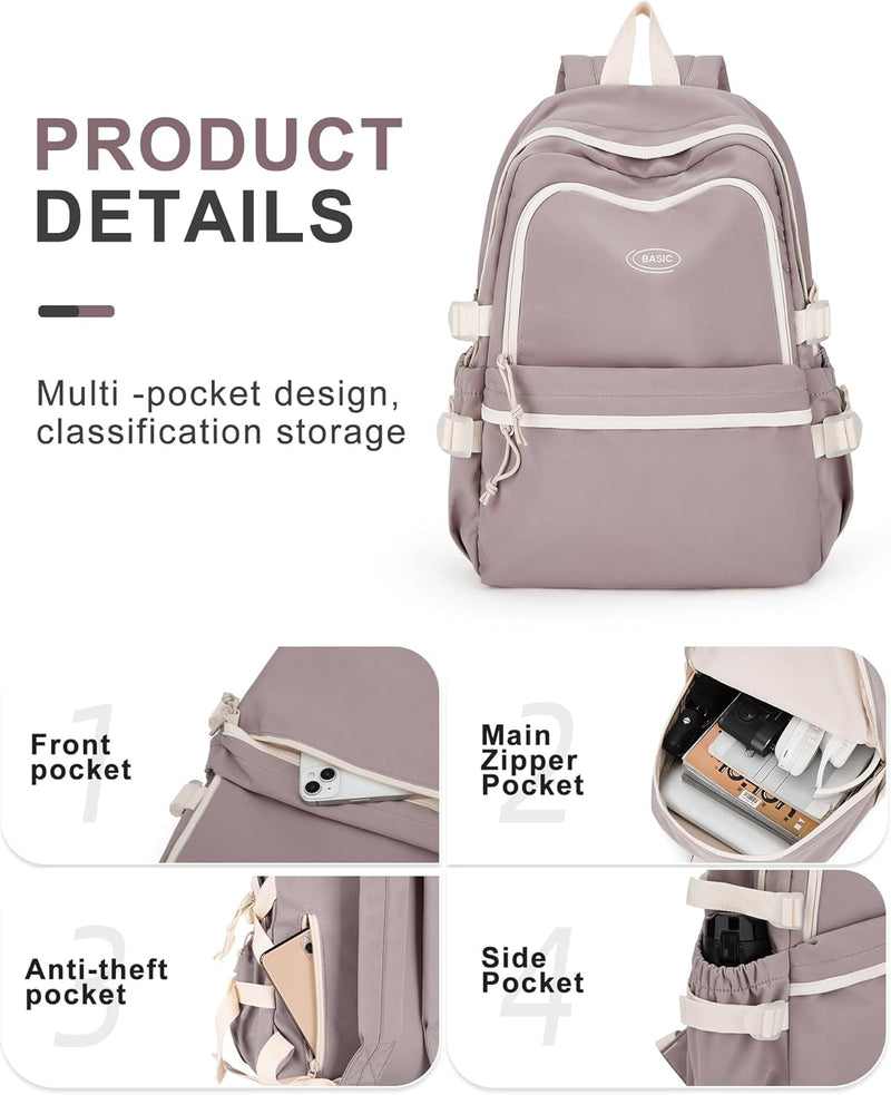 VECAVE Lightweight Casual Laptop Backpack Purse for Women,Travel Backpack with laptop compartment