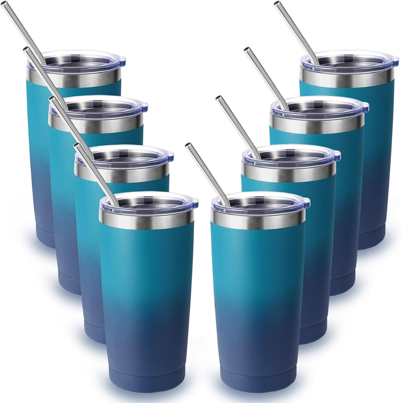 Volhoply 20oz Stainless Steel Tumbler with Lid and Straw,Double Wall Insulated Travel Iced Coffee Mug Fits Car Cup holder,Powder Coated Cups for Hot and Cold Drinks,Gifts for Women Men（White,1 Set）