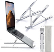 SKY-TOUCH Laptop Stand for Desk, Adjustable Laptop Riser ABS+Silicone Foldable Portable Laptop Holder, Ventilated Cooling Notebook Stand for MacBook Pro Air, Lenovo, Dell, HP, Laptops,Tablet - silver-new