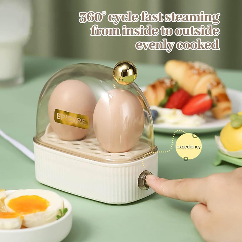 Versatile Electric Egg Cooker - 2-Egg Capacity Boiler, Steamer, Poacher | Automatic Rapid Mini Cooker for Hard Boiled Eggs