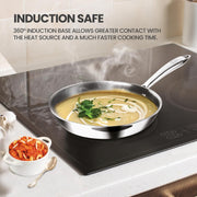 MILTON Pro cook Procook Triply Induction Base Cookware Set of 3 Stainless Steel Sauce Pan 14 cm, Fry Pan 24 cm, Kadhai 24 cm with Glass Lid 24 cm, Silver Dishwasher Safe Food Safe Flame Safe