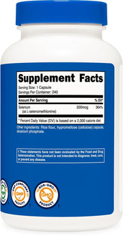 Nutricost Selenium 200mcg, 240 Vegetarian Capsules, L-Selenomethionine Gluten Free, GMO-Free