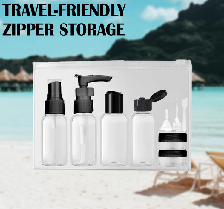 HYFY 9in1 Pack Travel Bottles Clear Plastic Squeeze Bottles Flip Cap Plastic Bottle Travel Bottle Set Shampoo Lotions Body Soap Creams Travel Bottles for Toiletries Kit Refillable Dispenser
