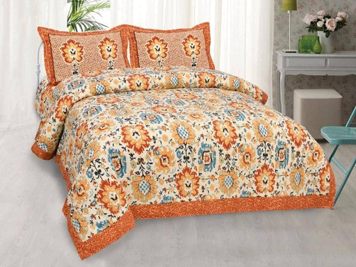 SUFAYA FAB Printed Indian Sanganer Royal Cotton Premium Big Size Bedsheets for Modern Look(100x100) inches with Two Pillow (18x28)