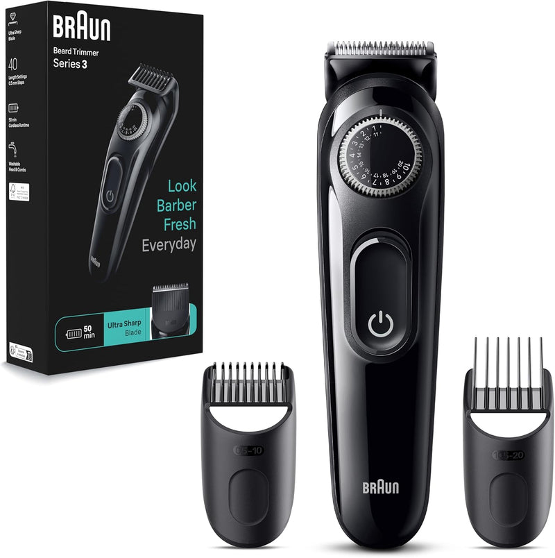 Braun Body Groomer Series 3, BG 3530 with 3+ Accessories, Extra Skin Protection, 80 Min Battery Life, Gentle Shaving & Trimming, Waterproof, Designed in Germany - Grey - BT 3410