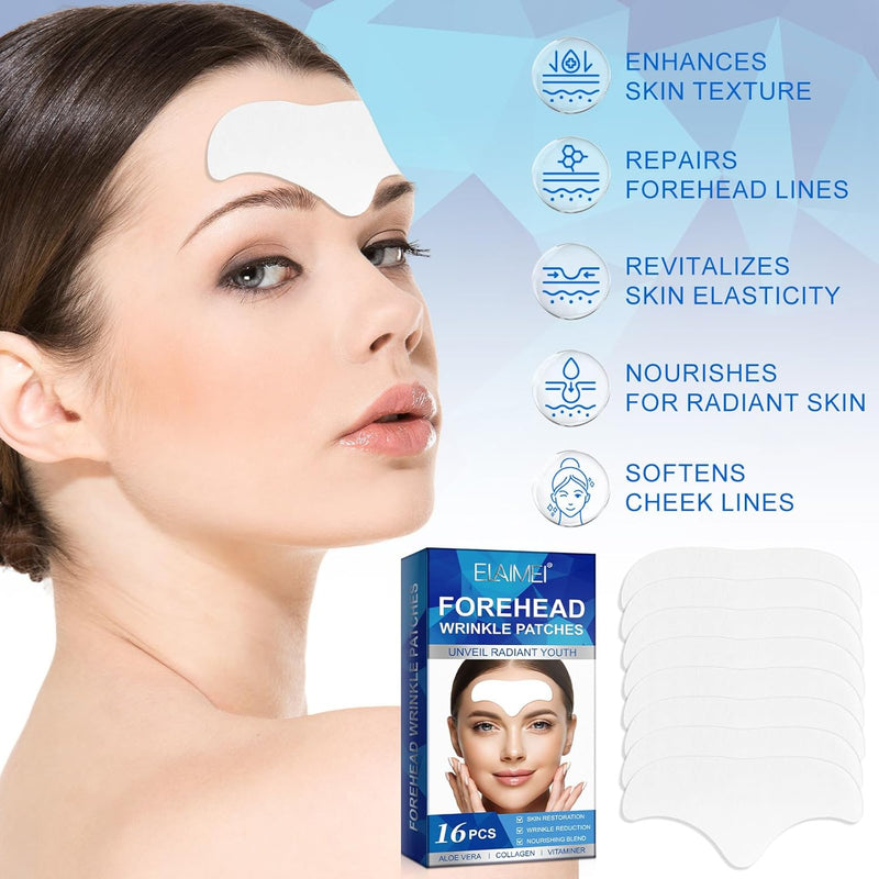 ARIQUILISMA Forehead Wrinkle Patches - 16 PCS Collagen Lines Mask - Frown Wrinkles Pads, Lift Facial Skin Forehead Patch, Unisex