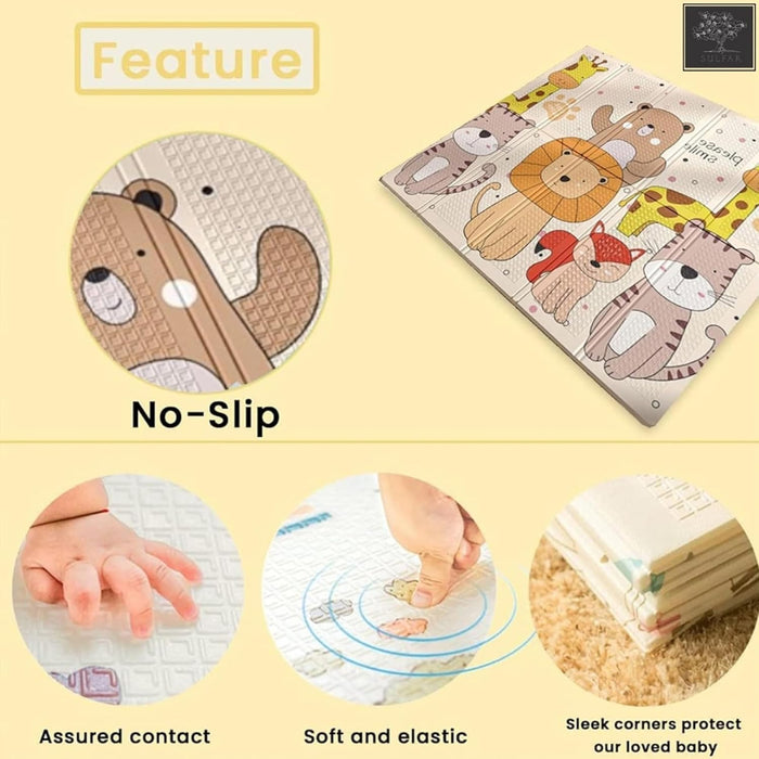 Sulfar Foldable Baby Playmat 180x200cm – Non-Slip XPE Foam Crawling Mat for Kids & Babies | Thick, Waterproof, Double-Sided Baby Carpet for Nursery & Playroom (Pack of 1)