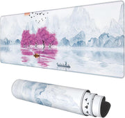 Desk Mat, Field Landscape Oil Painting Extended Gaming Mouse Pad Large, 31.5"x11.8" Big Mouse Pad with Non-Slip Base and Stitched Edge, Long Computer Keyboard Mouse Mat for Home Office Work - 30 x 80 Ø³Ù Cherry Blossom Tree Oil Ink Painting