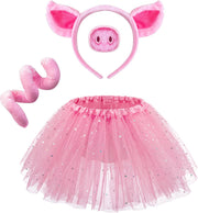 Spooktacular Creations Child Animals Costume Set with Tutu, Headband Collar and Tail, Cosplay Accessory Kit for Girls - Piggy