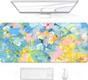 Auhoahsil Desk Pad, XXL Large Mouse Extended Gaming Mousepad, Cute Mat for Women, Big Office Accessories Pad Computer Keyboard and Laptop, 35.5 x 15.7 Inch, Pretty Pink Flowers, Girly Flowers - 21 Abstract Watercolour XXL - Extended size 35.6”x15.8”