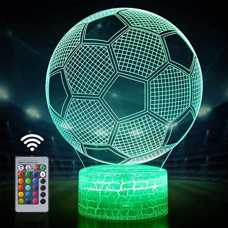 Football 3D Illusion Lamp, Football Gifts for Boys Girls, 3D Night Light with 16 Colors Change Remote Control Decorative Desk Lamp Creative Birthday Christmas Gift Sports Fans Toys (Football 1)