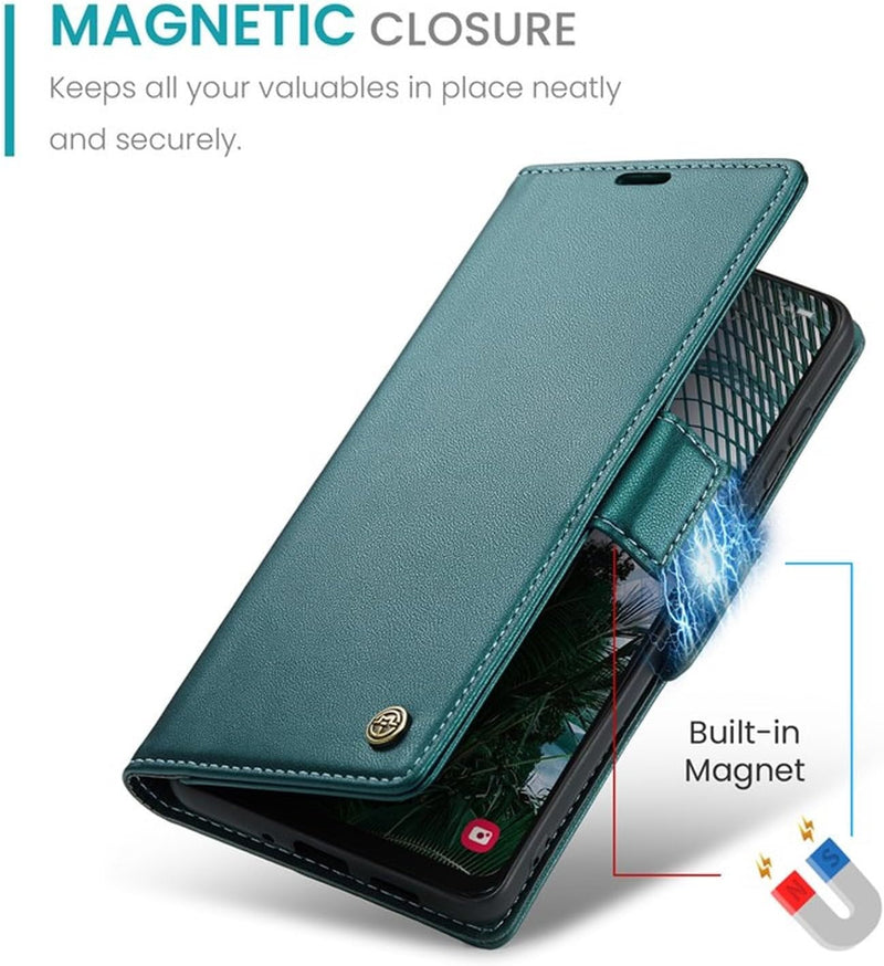 For Samsung Galaxy A30s / A50 / A50s Leather Case RFID Blocking 3 Card Slot Mobile Cover - Green