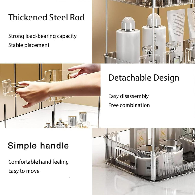 U-HOOME Bathroom Counter Organizer, Countertop Organizer and Storage,Bathroom Shelf Organizer,Cosmetics Skincare Shelf Organizer,Makeup Organizer Perfume for Dresser Vanity Tray, Spice Rack (Clean3)