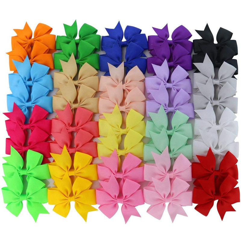 30 Pcs Baby Girls Ribbon Boutique Hair Bows Clips with Assorted colors