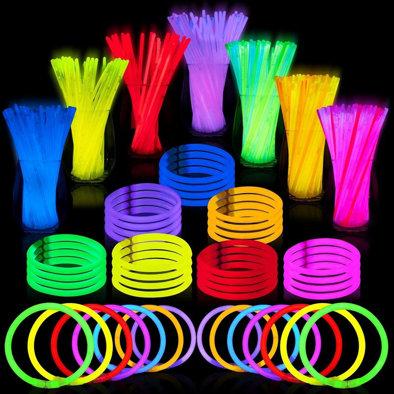 JOYIN 144 Pcs Glow Sticks Bulk 8" Bracelets Necklaces, Glow in the Dark Neon , Easter, Christmas, Football,Halloween Party Supplies Pack,