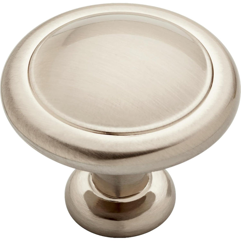 Franklin Brass Round Ringed Kitchen Cabinet Knobs Or Drawer Knobs 1-1/4" (32mm), 10-Pack Satin Nickel Cabinet Hardware P35597K-Sn-B