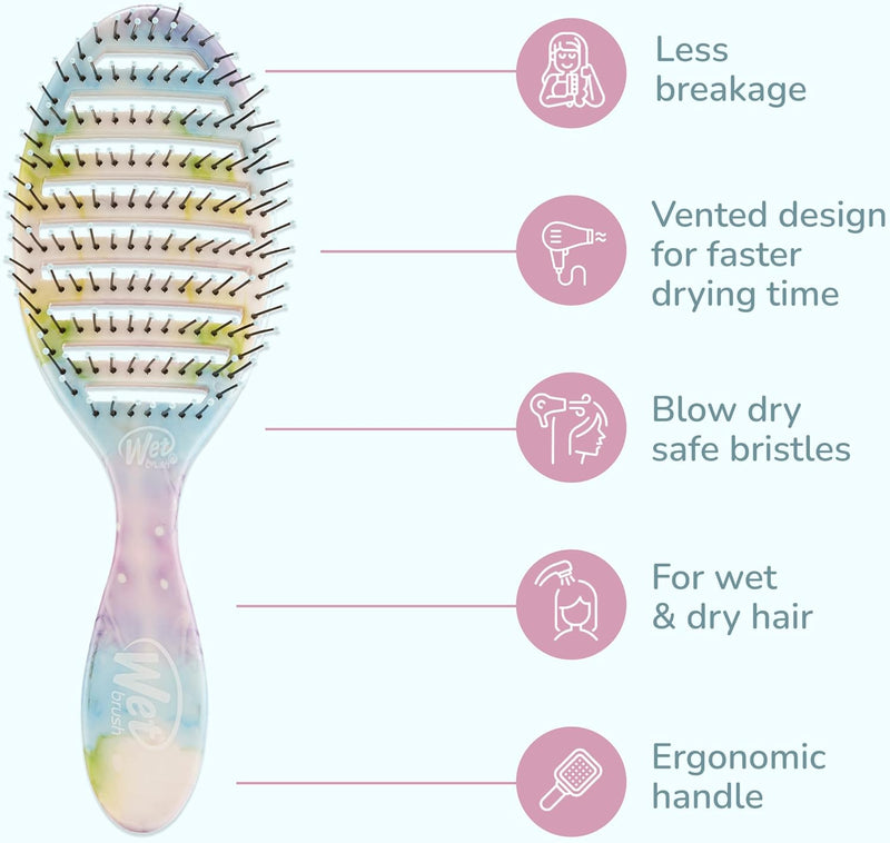 Wet Brush Speed Dry Hair Brush - Color Wash, Watermark - Vented Design and Ultra Soft HeatFlex Bristles Are Blow Dry Safe With Ergonomic Handle Manages Tangle and Uncontrollable Hair - Pain-Free