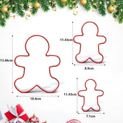 Aputue Gingerbread Man Cookie Cutters, 3 Piece Non-Stick Bakeware Set, Christmas Themed Cookie Molds for Gingerbread Cookies, Perfect for Holiday Parties and Family Baking