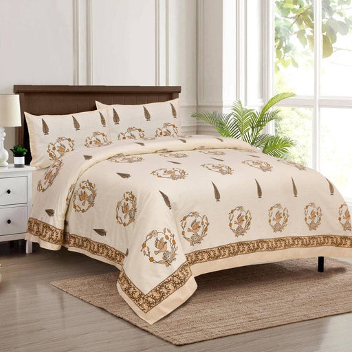 SUFAYA FAB Printed Indian Sanganer Twill Cotton Premium Big Size Bedsheets for Modern Look(108x108) inches with Two Pillow (17x27) inches