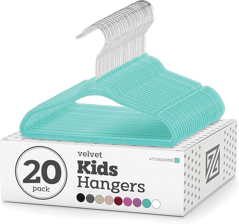 ZOBER 20-Pack Velvet Kids Hangers - Premium Childrens Hangers for Closet, Ultra Thin Cute Hangers Kids Clothes Hanger,Small Hangers for Kids Clothes – Pink