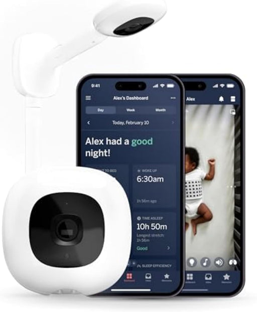 Nanit Pro Smart Baby Monitor & Wall Mount Wi-Fi HD Video Camera, Sleep Coach and Breathing Motion Tracker, 2-Way Audio, Sound and Motion Alerts, Nightlight and Night Vision, Includes Breathing Band - Pro Camera & Wall Mount