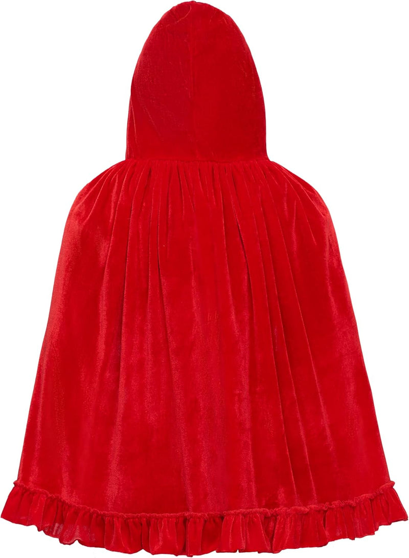 Spooktacular Creations Halloween Floral Red Riding Hood Cape for Adult Women, Short Riding Hooded Cloak for Cosplay Parties