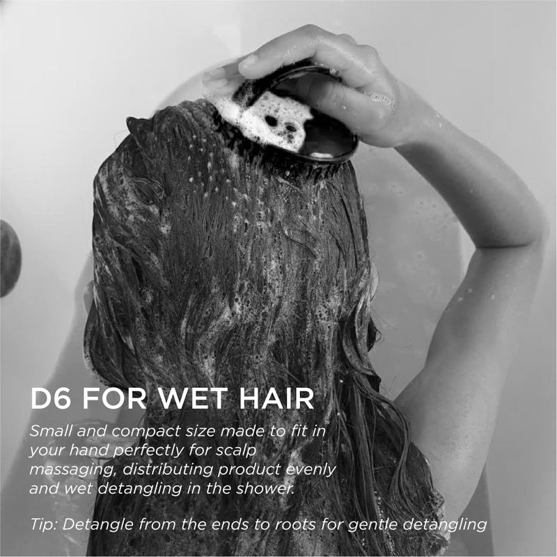 Denman Jack Dean by (Black) Scalp Massager and Detangling Hair Brush for Thick or Thin Hair, Curly or Straight Hair - Use in the Shower or Bath - Head and Beard Scrubber - For Women and Men, D6